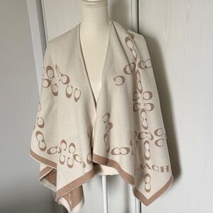Coach Ivory and Beige Logo Shawl